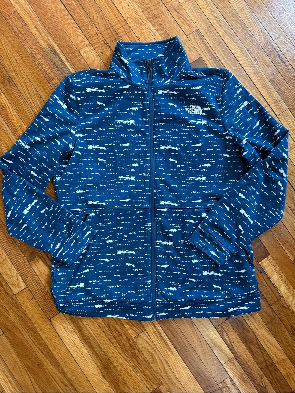 The North Face | Womenโs Blue Patterned Full-Zip Hoodie Jacket | Size XL